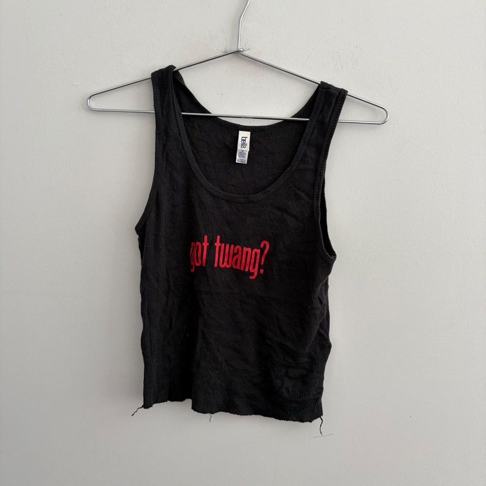 Bella Got Twang Ribbed Tank Top Black Red Graphic Medium